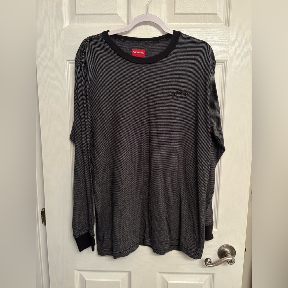 Supreme Pinstripe embroidered Longsleeve Shirt